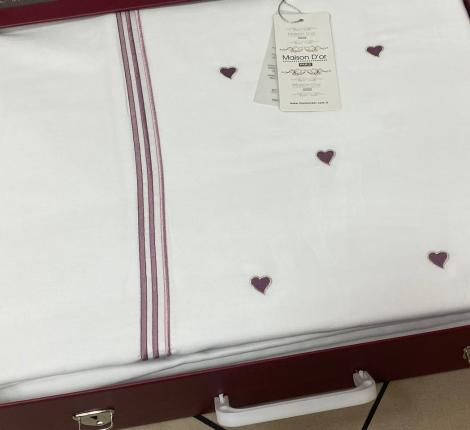 Постельное бельё "Maison D'or" LAMOUR Сатин Евро, бело-фиолетовый