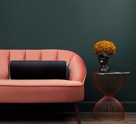 Подушка-валик "Sofi de Marko" Блейк (черная) Велюр, 50х18х18