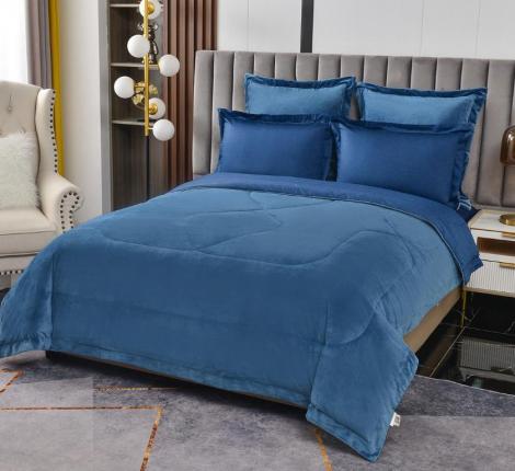 Постельное белье с одеялом "Sofi de Marko" Энрике (синий-м) Велюр, Евро