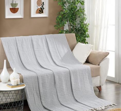 Покрывало вафельное с бахромой "METEOR" DEVONE (серый), 200х230