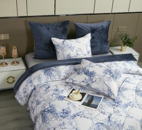 Постельное белье с одеялом "Kazanov.A." Королек (индиго жемчуг) Велюр/Egypt Cotton, Евро
