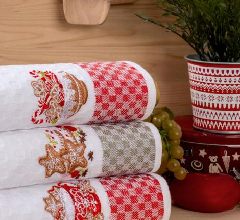 Салфетки вафельные "METEOR" 50*70 (3 шт.) PLAID NEW YEAR