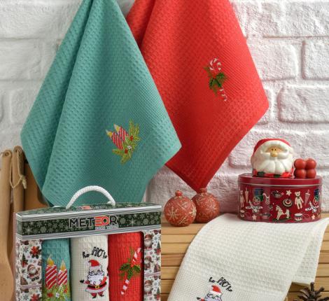 Салфетки вафельные "METEOR" 40х60 (3 шт.) NEW YERA СИМВОЛ ГОДА V3