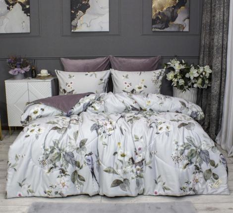 Постельное белье с одеялом "Kazanov.A." Севилья (жемчуг пыльная орхидея) Велюр/Egypt Cotton, Евро