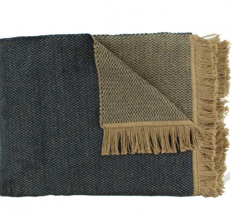 Плед хлопковый "CLAUDI" UNAMI INDIGO GOLD, 150х200