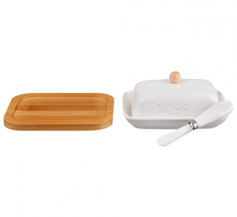 Маслёнка с ножом "FLOWERS STORY", 16,5*12,5*8 см