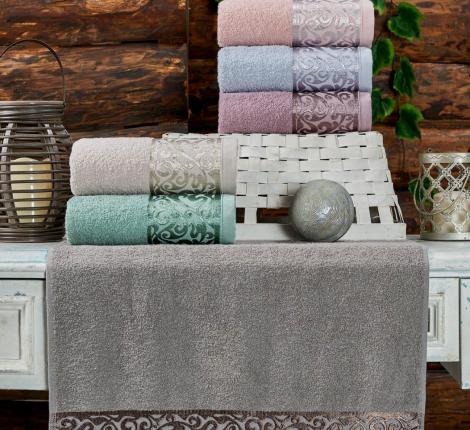 Набор махровых полотенец "TWO DOLPHINS" жаккард 70х135 (1/6 ) A156 KALIMNOS