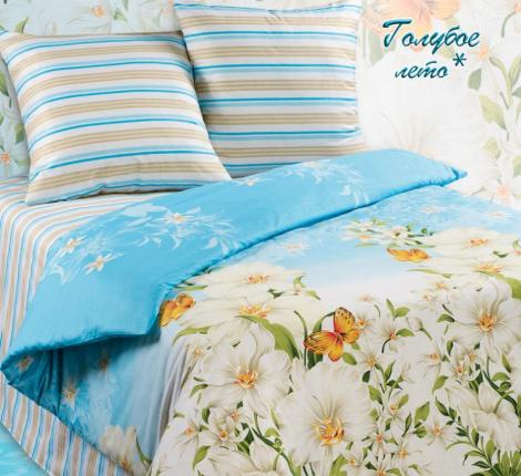 Постельное белье "АльВиТек" Голубое лето Поплин, Семейный