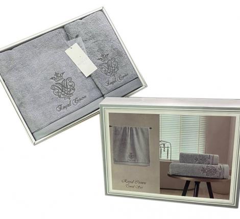 Комплект махровых полотенец  30x50-50x100-85x150 Maison D'or "ROYAL", серый
