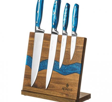 Набор кухонных ножей "AGNESS" с магнитным держателем 911-787, 5 предметов