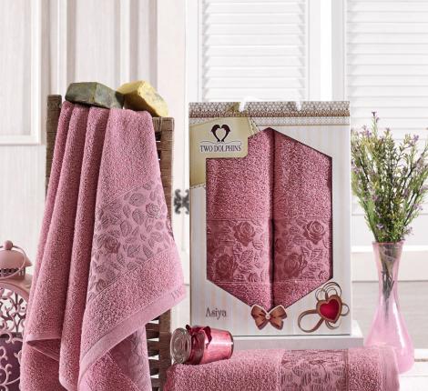 Комплект махровых полотенец "TWO DOLPHINS" (50x90/70х140) 2 шт. ASIYA, Брусничный