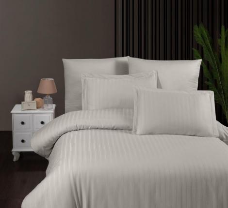 Постельное бельё "DO&CO" Сатин DELUX STRIPE, 1,5 спальный (бежевый)