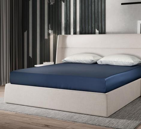 Простыня на резинке Sharmes "Bamboo" 180х200, темно-синий