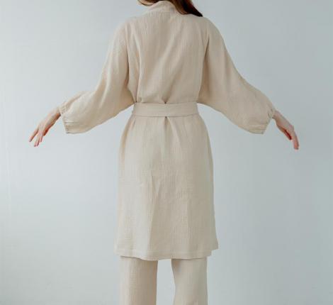 Халат Luxberry "Муслин и комфорт" экрю, M