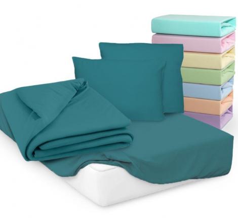 Простыня на резинке "Cleo" 9/19 Трикотаж 90х200х25, морская волна