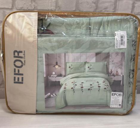 Постельное белье с одеялом EFOR SATEN "Эмилия №3 РОЗА MINT", Евро