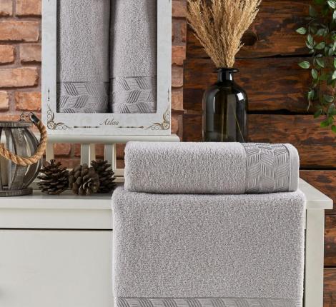 Комплект махровых полотенец "TWO DOLPHINS" (50x90/70х140) 2 шт. ATLAS, светло-серый