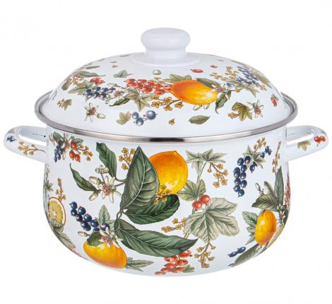 Кастрюля эмалированная с крышкой "ФРУКТОВАЯ КОРЗИНА" 934-584, 5.0 л