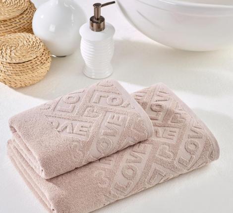 Комплект махровых полотенец "METEOR" (50x90/70х140) 2 шт. LOVE, бежевый