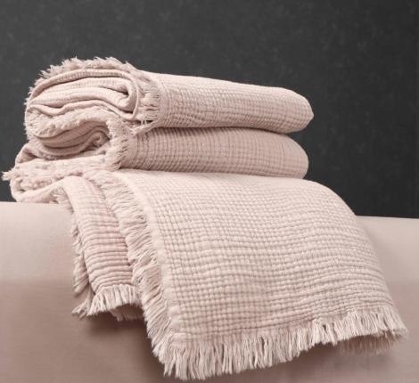 Постельное белье с покрывалом "Kazanov.A." Stonewash Muslin (латте) Муслин, Евро