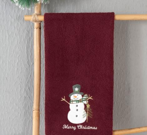 Полотенце Arya с вышивкой Рождество 50x90 Snowman, Красный