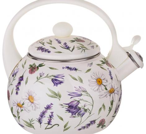 Чайник эмалированный со свистком "FLOWER STORY", 2,2 л