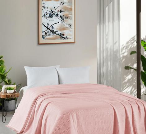 Покрывало вафельное с гипюром "DO&CO" 160x220 PETEK, розовый