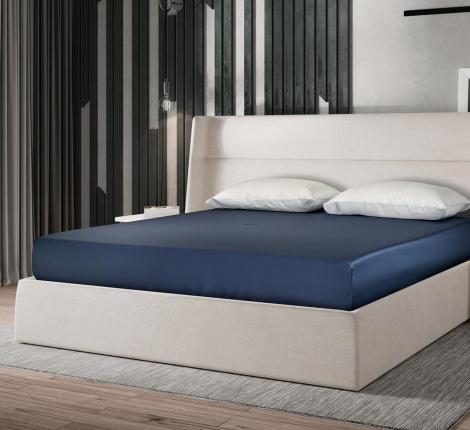 Простыня на резинке Sharmes "Bamboo" 160х200, темно-синий