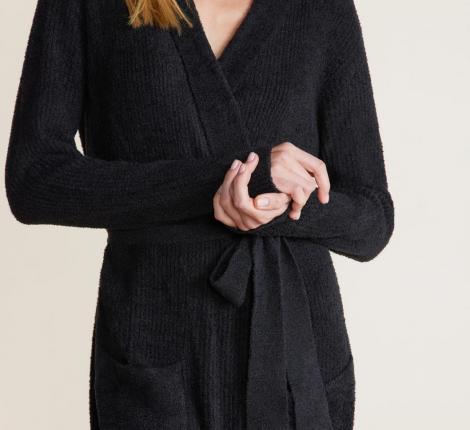 Халат трикотажный "Barefoot Dreams" CCL RIBBED ROBE, 9черный), M