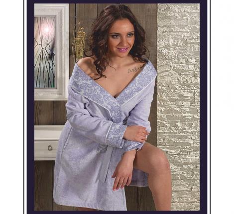 Халат женский махровый Maison D'or "ROSE MARINE" розовый, XS(42)-S(44)