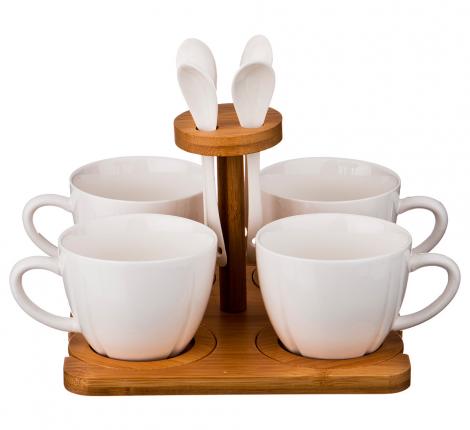 Чайный набор на деревянной подставке и с ложками &quot;Lefard&quot; 587-100 на 4 персоны, 12 предметов