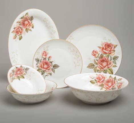 Сервиз обеденный "КОРЕЙСКАЯ РОЗА" на 6 персон, 23 предмета