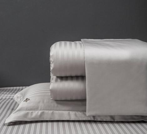 Постельное бельё с одеялом "Kazanov.A." Stripe Royal (платина) Страйп Сатин, Семейный