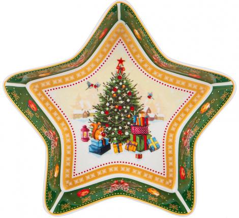Блюдо "ЕЛКА" ЗВЕЗДА 17,5*17,5*3,5 см, эелёное