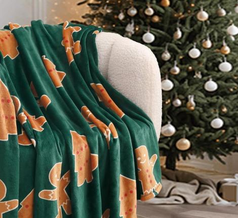 Плед "Sofi de Marko" Christmas Сake (зеленый) Велсофт, 150х200