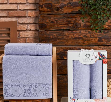 Комплект махровых полотенец "TWO DOLPHINS" (50x90/70х140) 2 шт. KALUGA, фиолетовый