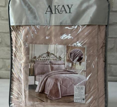 Постельное бельё с одеялом AKAY SATEN (сухая роза), Евро