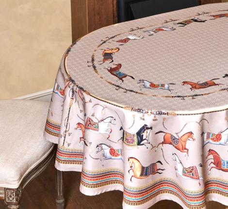 Скатерть овальная с пропиткой SANTALINO "PASSAGE" 160х220 см, капучино