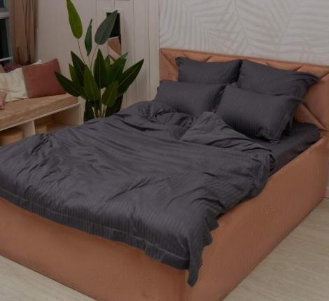 Постельное белье "Sofi de Marko" Моне (антрацит) Страйп Сатин, Евро (50х70-2шт.)