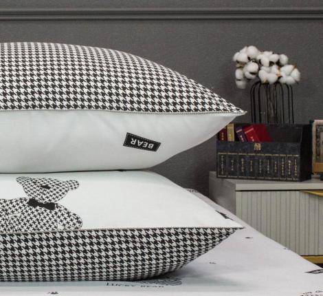 Постельное белье с одеялом "Kazanov.A." Lucky Bear (жемчуг графит) Велюр/Egypt Cotton, 1,5 спальный