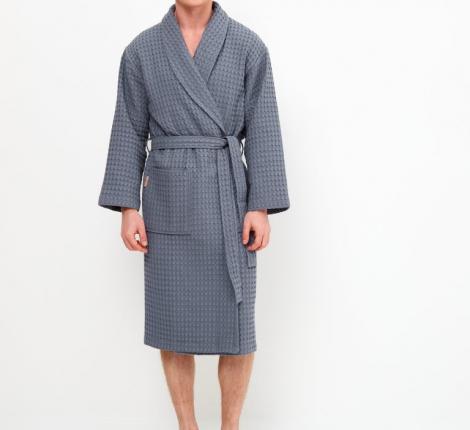 Халат мужской из крупной вафли "QUALITY антрацит, L/XL