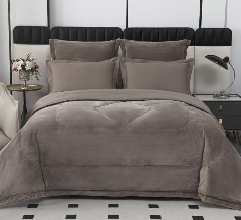 Постельное белье с одеялом "Sofi de Marko" Энрике (бежевый) Велюр, 1,5 спальный