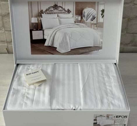 Постельное бельё EFOR STRIPE SATEN A-13 (белый), Евро