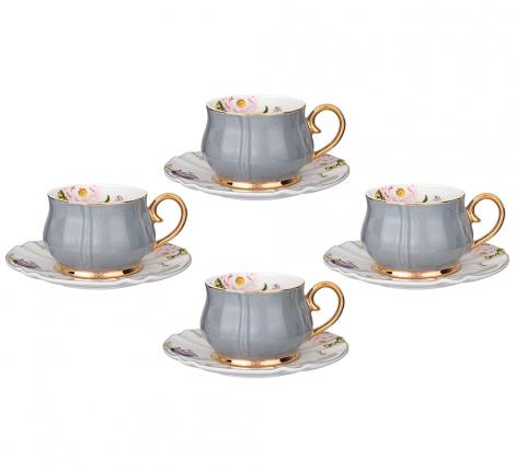 Чайный набор "ВРЕМЕНА ГОДА" на 4 персоны, 8 предметов (серый), 200 мл