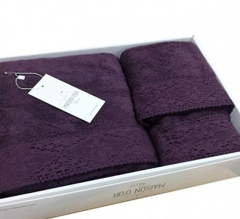Комплект махровых полотенец 30x50-50x90-70x140 Maison D'or "NATURELLA", фиолетовый