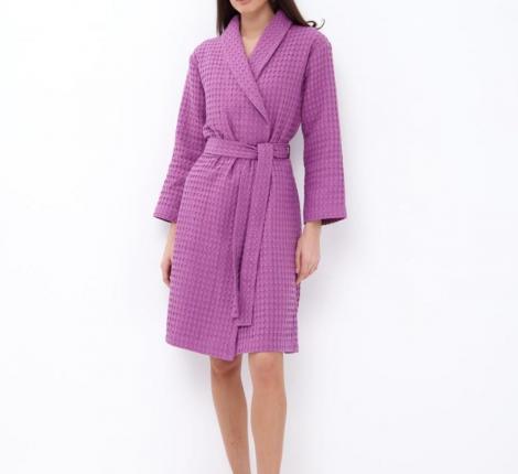 Халат женский из крупной вафли "QUALITY" лиловый, 3XL