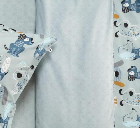 Постельное белье "Siberia" Собачки (серый) Ранфорс, 1,5 спальный