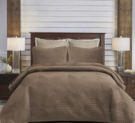 Покрывало из бархата "KARTEKS" 01, 240х260 (50х70-2 шт), коричневый