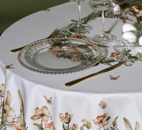 Скатерть овальная с пропиткой "SENSE" 140х180 см, зелёный