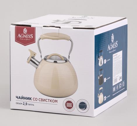 Чайник со свистком и складывающейся ручкой "AGNESS" 940-027, 2.9 л